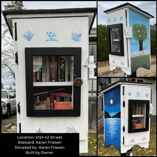 Little Free Library at 4124 42 Street across the street from Innisfail Hospital