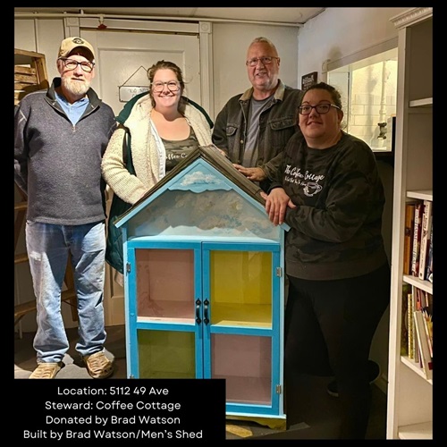 Little Free Library at 5112 49 Ave Coffee Cottage